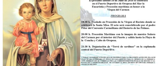 procesión maritima Virgen del Carmen 2016