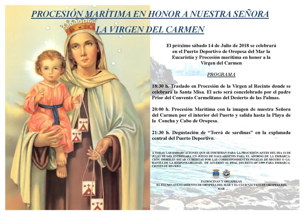 Procesión Marítima de la Virgen del Carmen. Club Náutico Oropesa del Mar