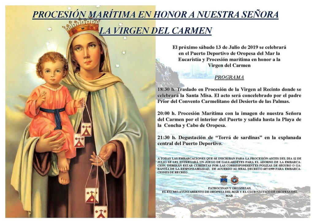 Procesión marítima Virgen del Carmen. Club Náutico Oropesa del Mar